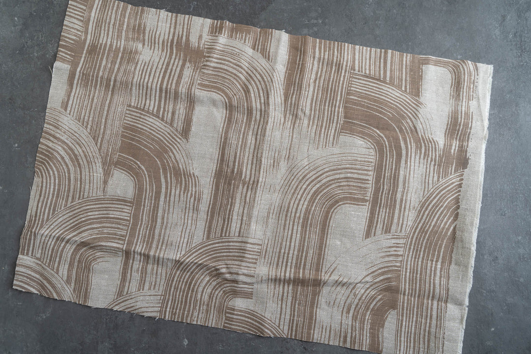 hand screen printed linen remnant – brushstroke design – australian made