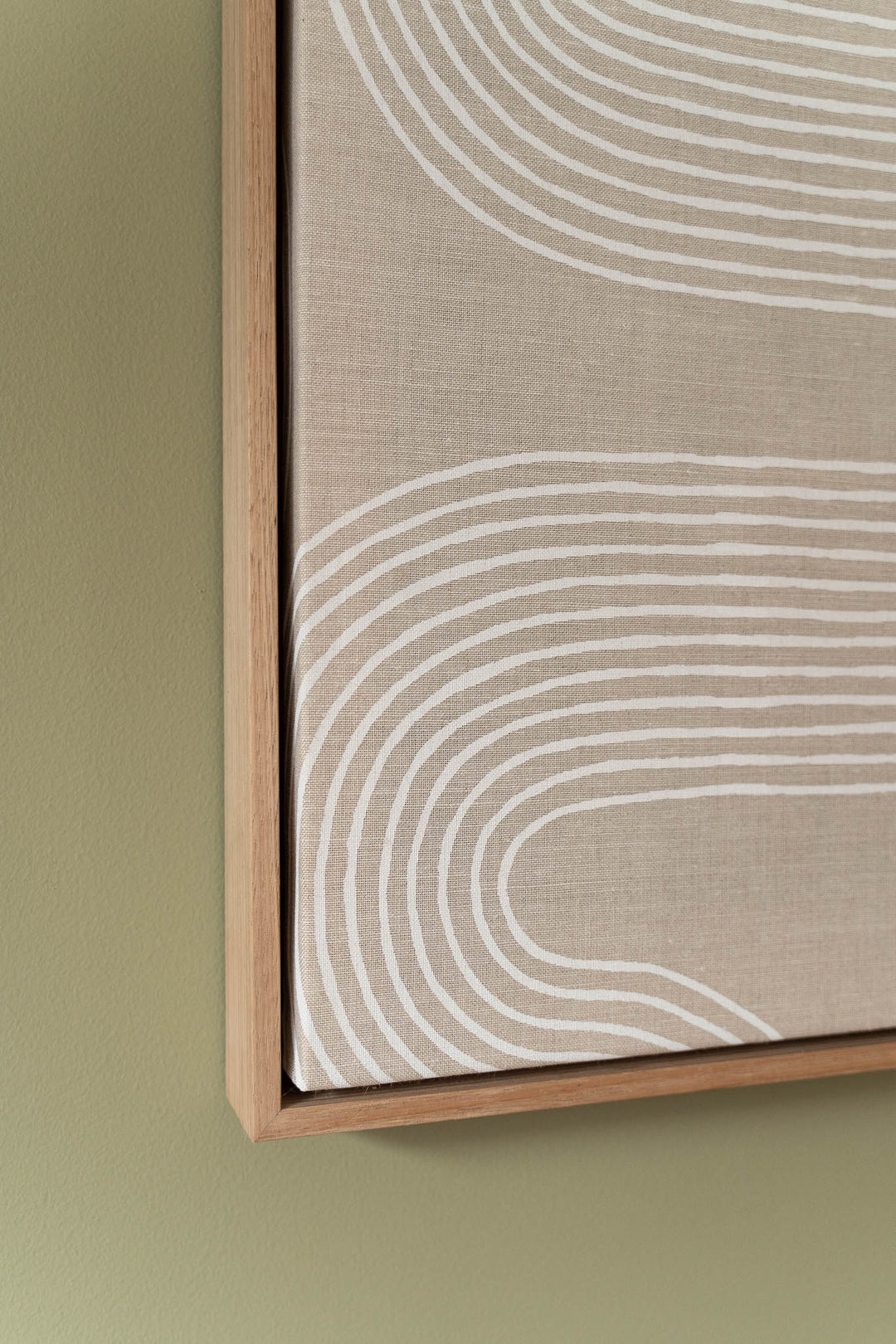 Custom Fabric with Tassie Oak Floating Frame