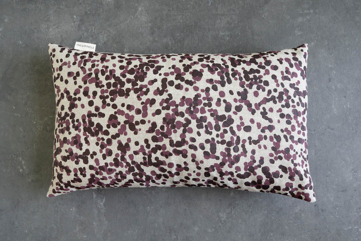 hand screen printed linen rectangle cushion – spotted-quoll design – australian made
