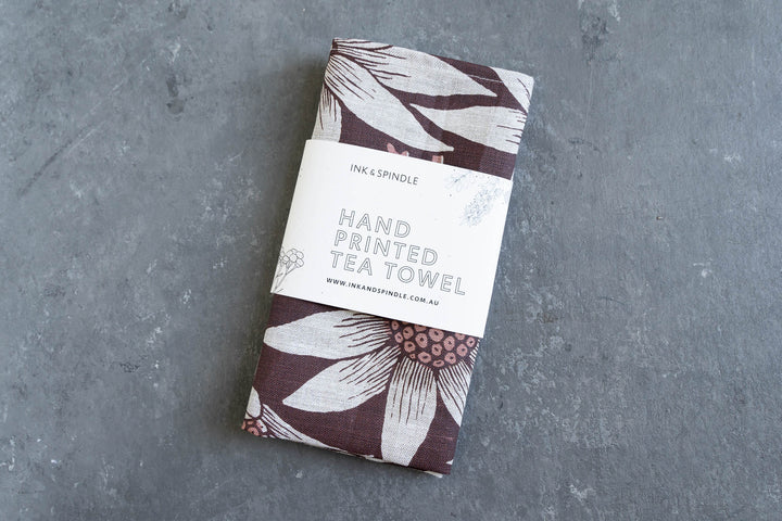 hand screen printed linen homewares – flannel-flower design – australian made