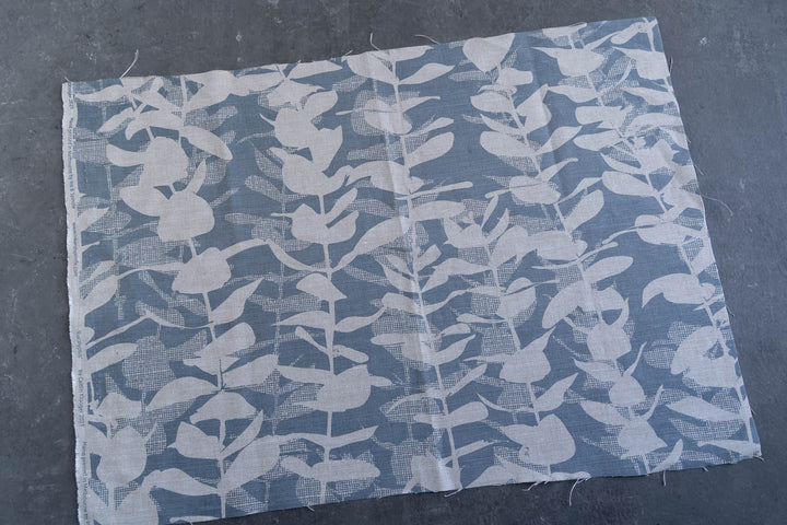 hand screen printed linen remnant – eucalyptus design – australian made
