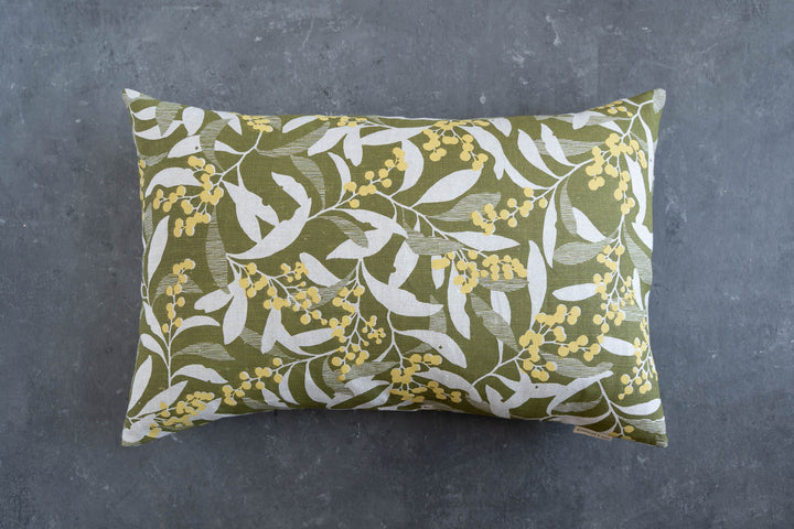 hand screen printed linen homewares – golden-wattle design – australian made