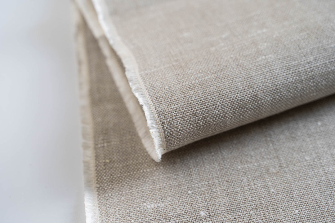 Oatmeal Linen Color Oatmeal Heavyweight Eco-Linen | Hand Printed Sustainable Fabric – Ink ...