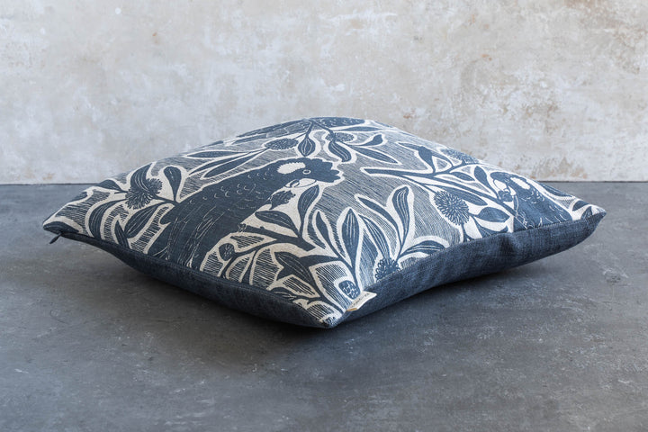Cushion - Black Cockatoo in Bluestone
