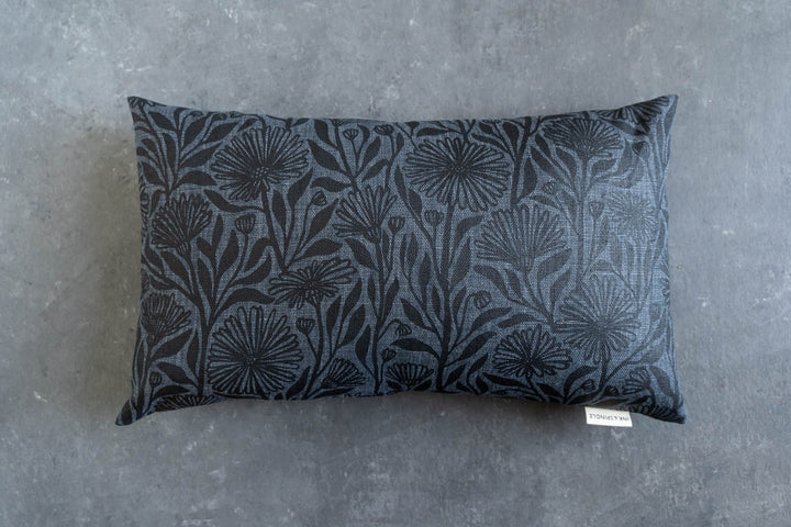 Rectangle Cushion - Native Daisy in Black on Granite