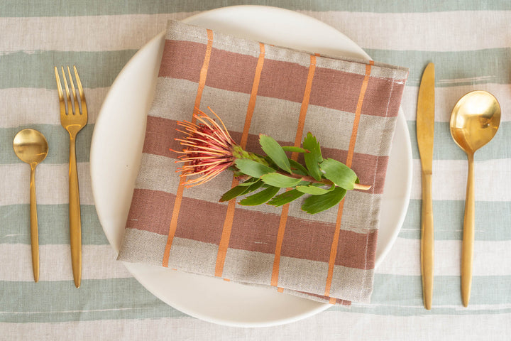 Stripe Check Napkins - Set of 4