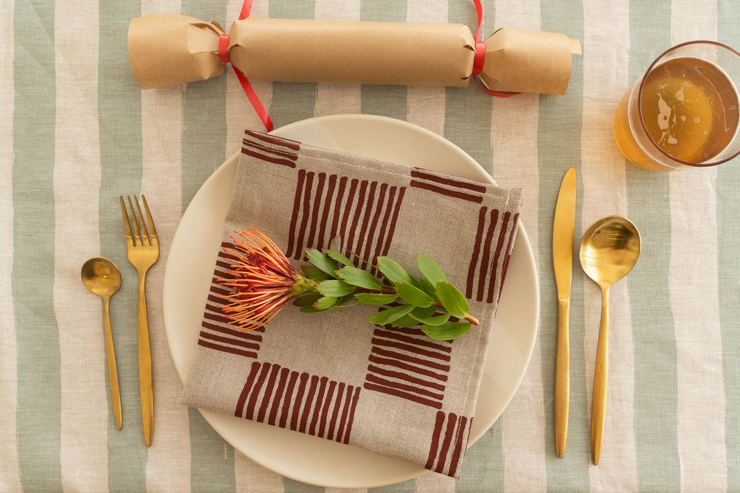 Drift Check in Deep Red Napkins - Set of 4