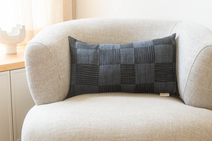 Rectangle Cushion - Drift Check in Black on Granite