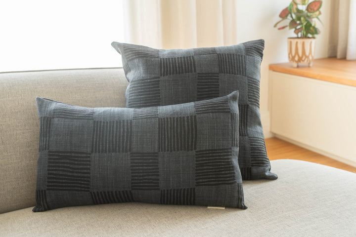 Rectangle Cushion - Drift Check in Black on Granite