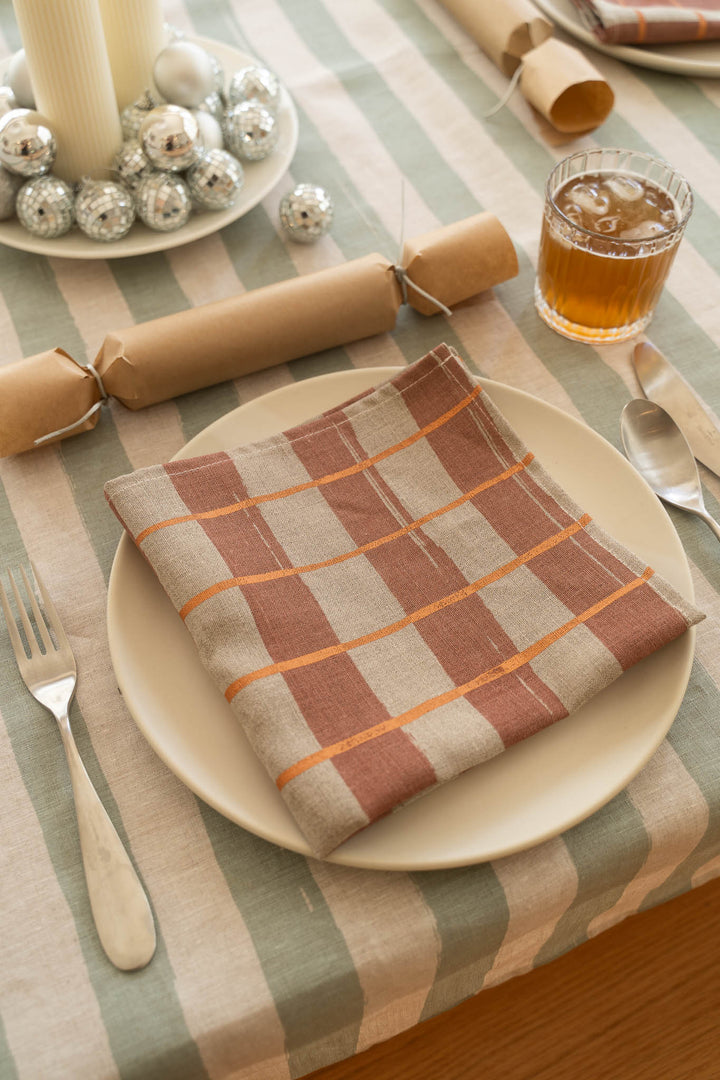 Stripe Check Napkins - Set of 4