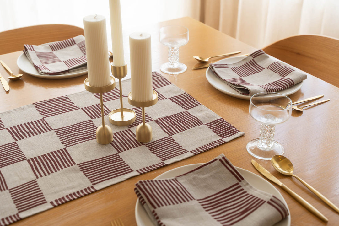 Drift Check in Deep Red Napkins - Set of 4