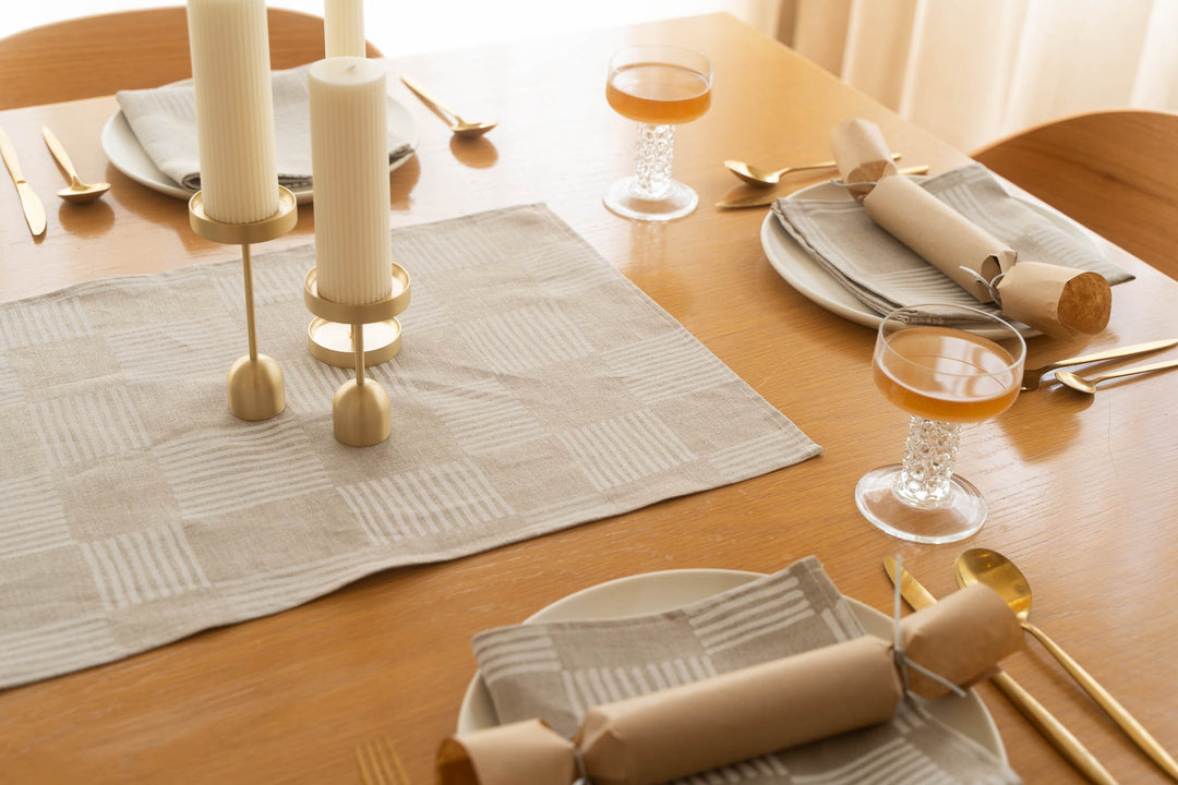 Drift Check in Soft White Table Runner