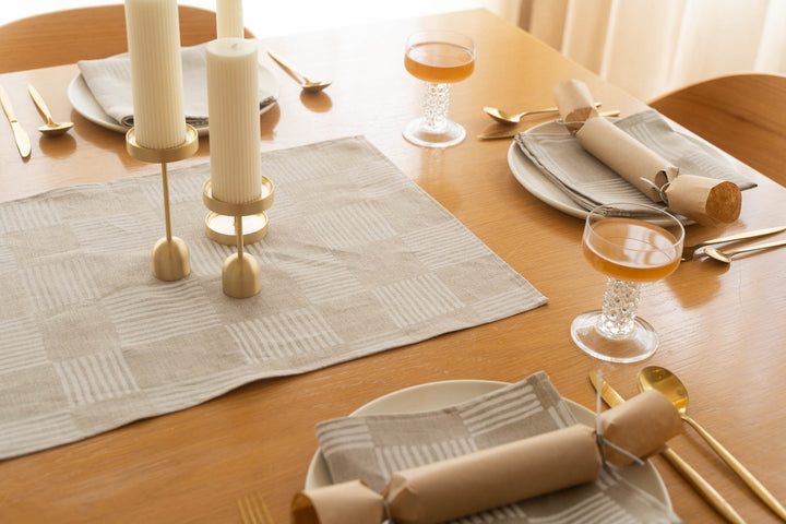 Drift Check in Soft White Table Runner