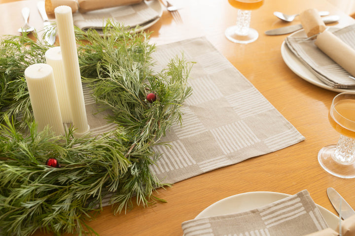 Drift Check in Soft White Table Runner