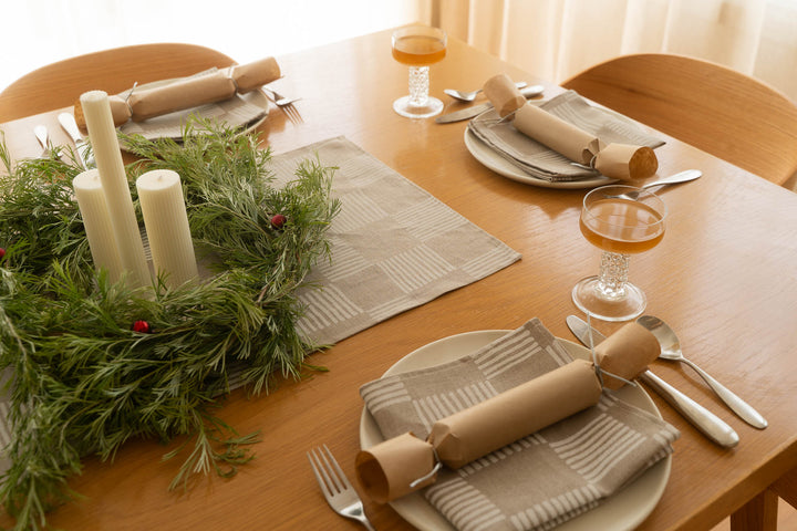 Drift Check in Soft White Table Runner