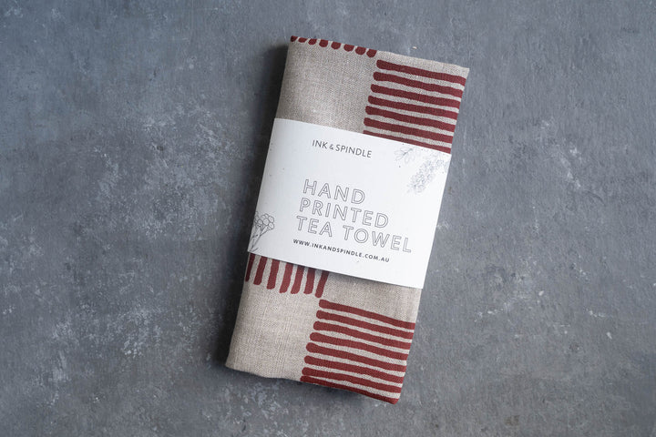 Drift Check Tea Towel - Deep Red