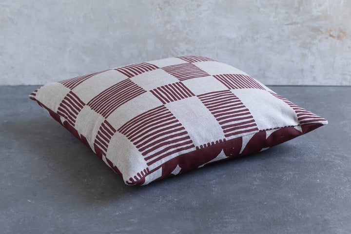 Cushion - Stoneware in Deep Red with Drift Check