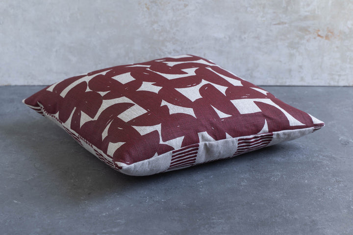 Cushion - Stoneware in Deep Red with Drift Check