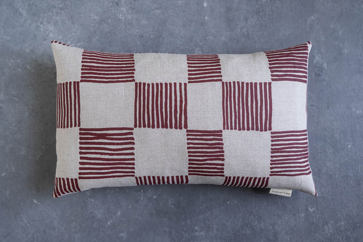 Rectangle Cushion - Drift Check in Deep Red