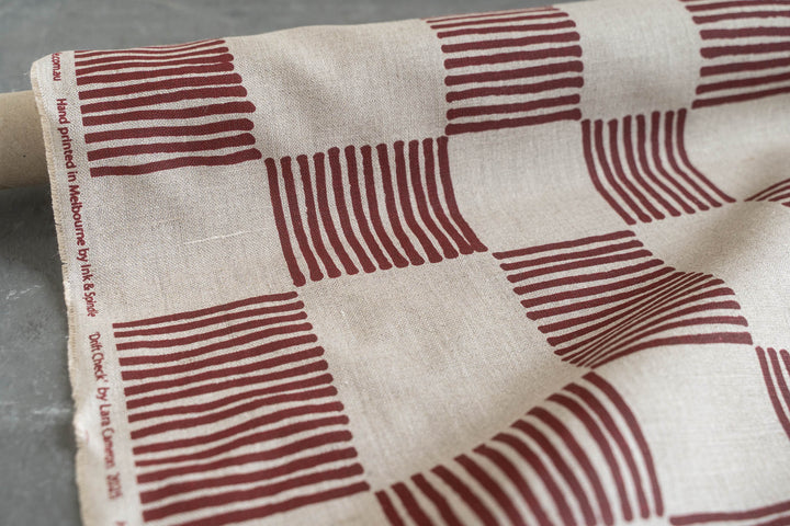 Drift Check in Deep Red on Flax Midweight