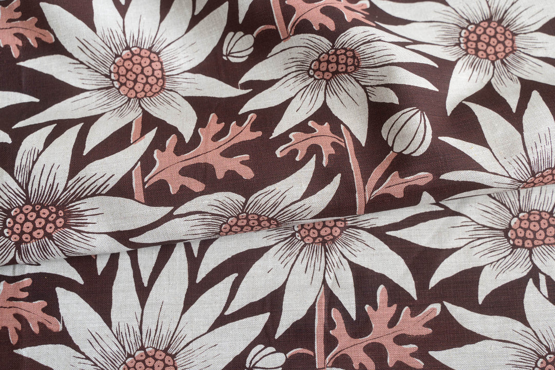 Flannel Flower in Earth & Rose on Oatmeal Midweight