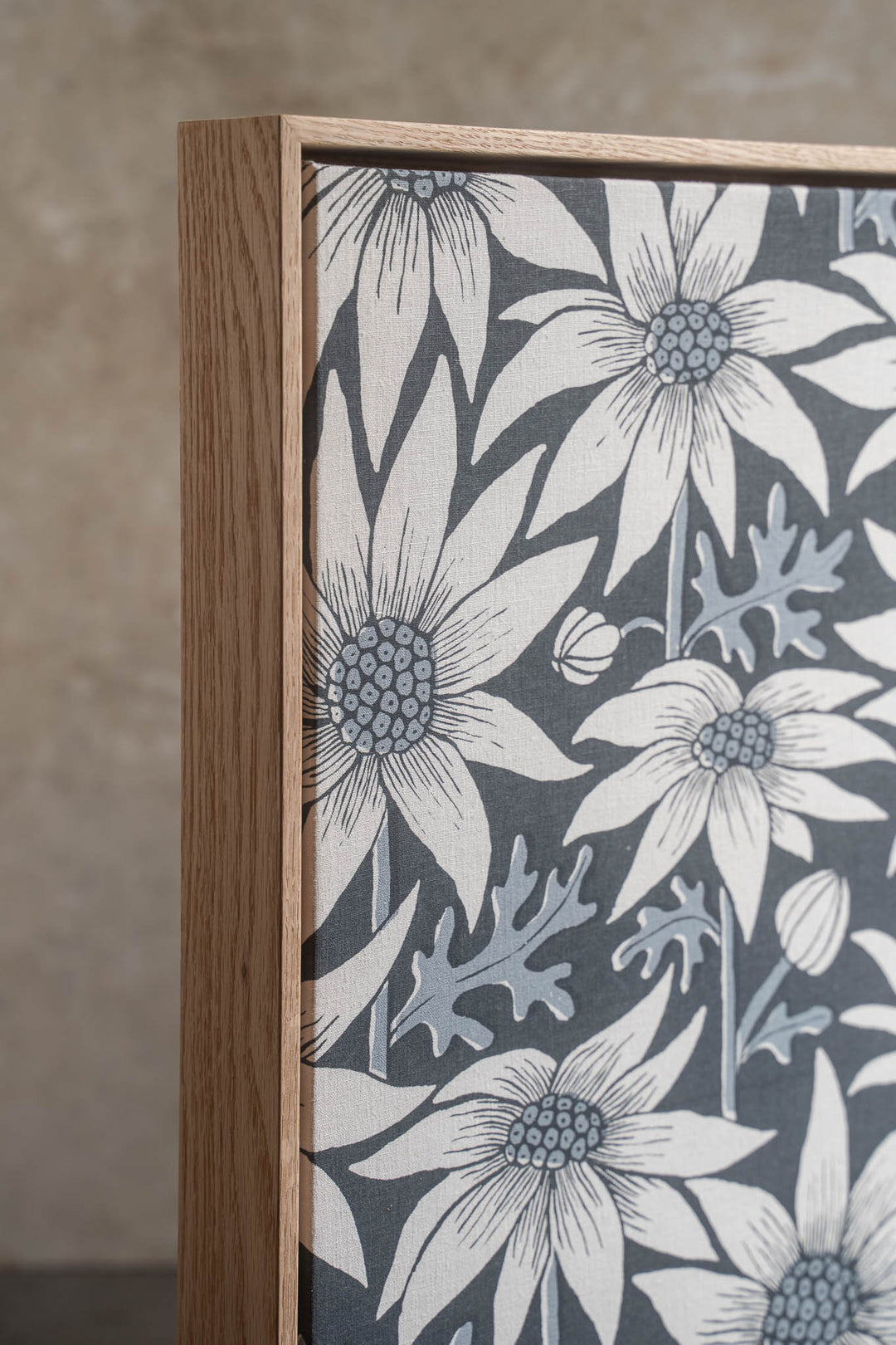 Custom Fabric with Tassie Oak Floating Frame