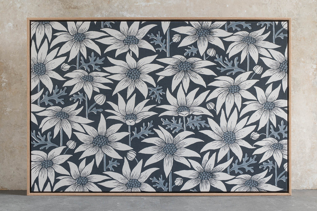 Custom Fabric with Tassie Oak Floating Frame