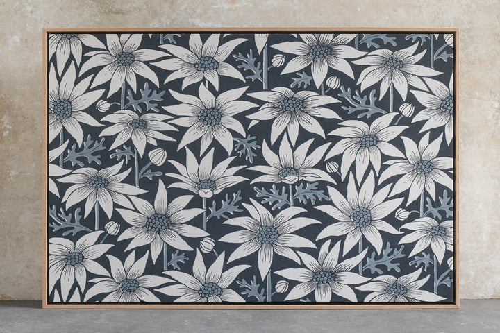 Custom Fabric with Tassie Oak Floating Frame