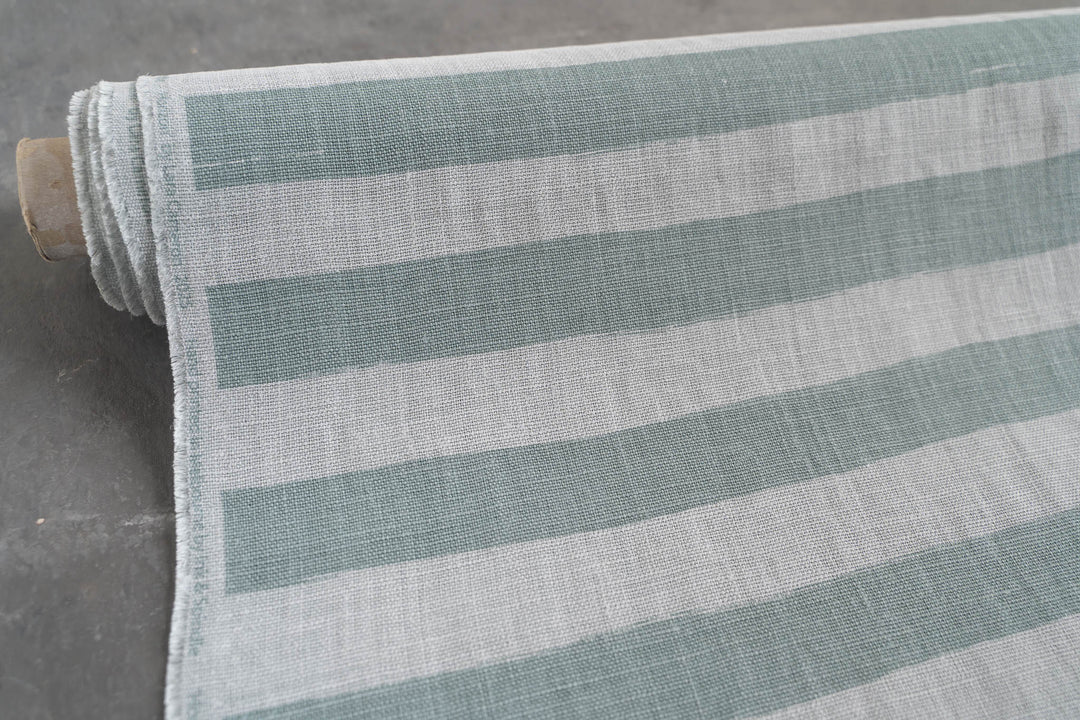 Horizon Stripe in Saltbush on Mint Heavyweight