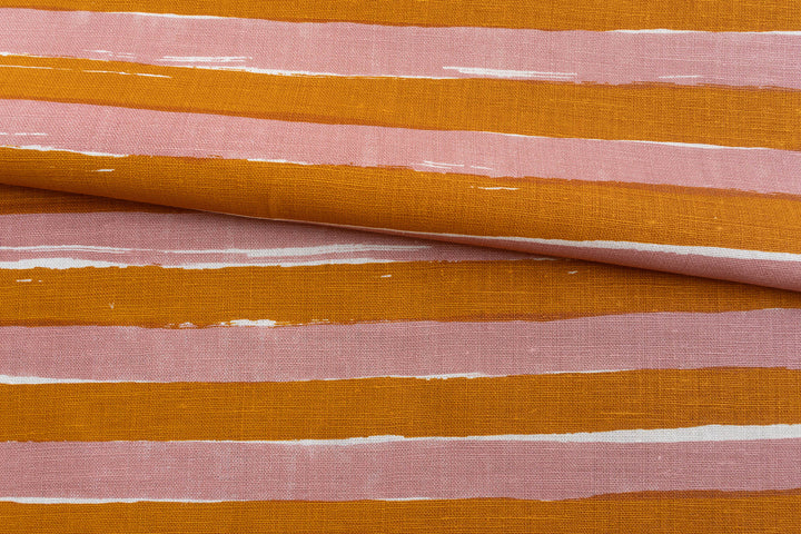 Horizon Stripe in Rose & Turmeric on Off-White Heavyweight