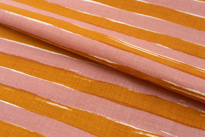 Horizon Stripe in Rose & Turmeric on Off-White Heavyweight