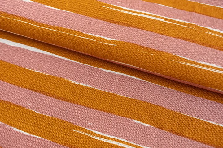 Horizon Stripe in Rose & Turmeric on Off-White Heavyweight