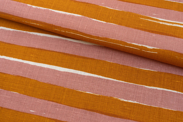Horizon Stripe in Rose & Turmeric on Off-White Heavyweight