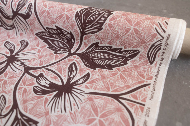 Clematis in Earth & Rose on Oatmeal Midweight