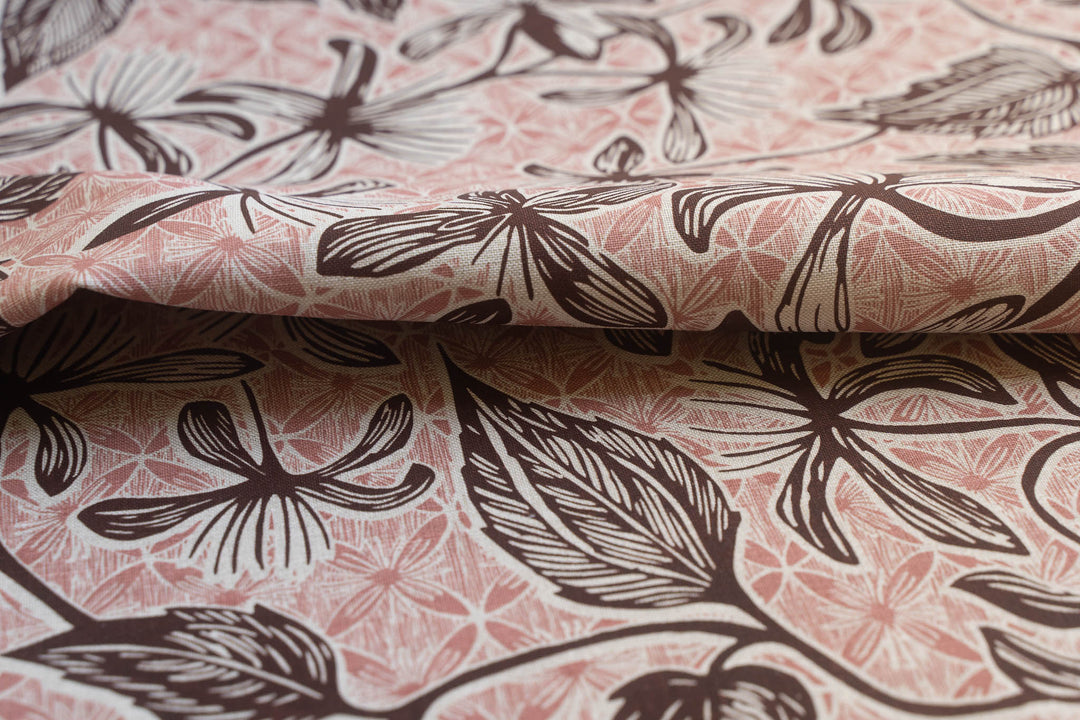 Clematis in Earth & Rose on Oatmeal Midweight