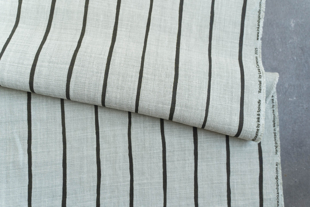 Rainfall Stripe in Olive on Mint Heavyweight
