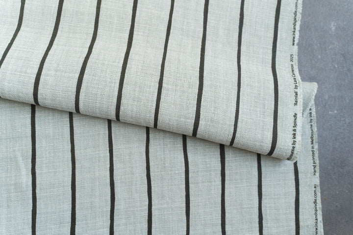 Rainfall Stripe in Olive on Mint Heavyweight