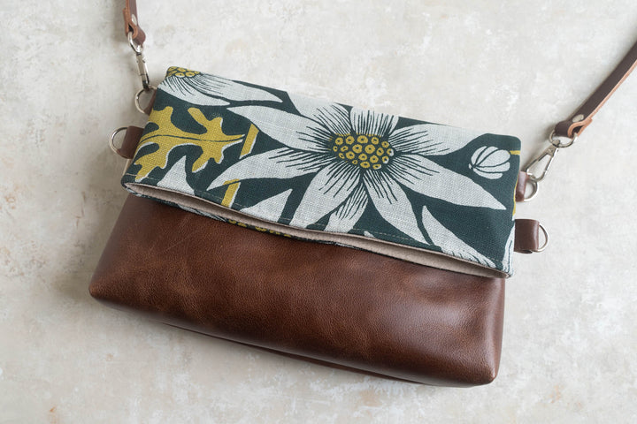 Foldover Bag - Flannel Flower in Rainforest on Mint