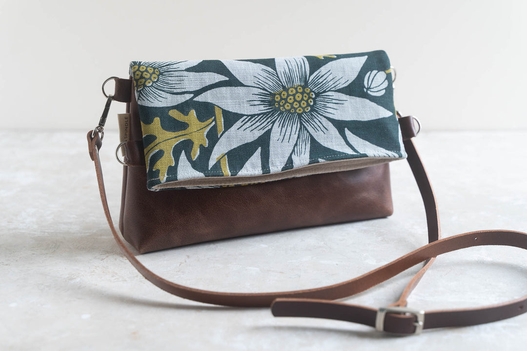 Foldover Bag - Flannel Flower in Rainforest on Mint