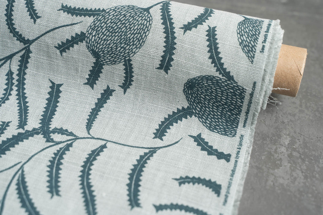 Sawtooth Banksia in Slate on Mint Heavyweight