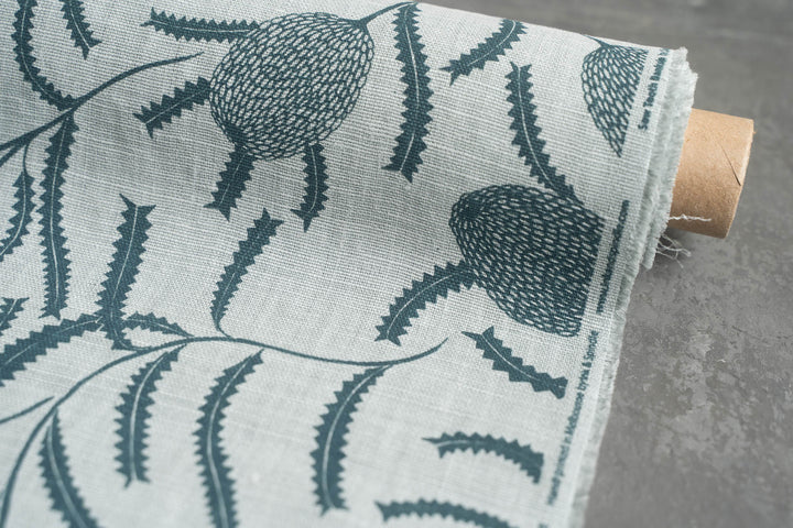 Sawtooth Banksia in Slate on Mint Heavyweight