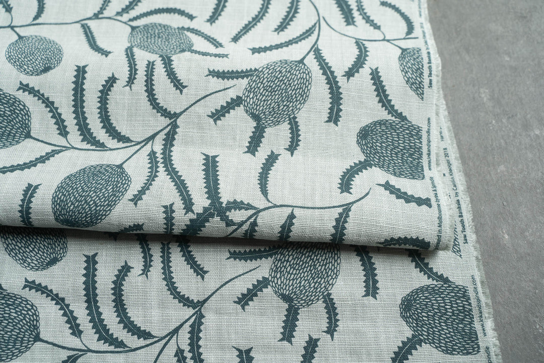 Sawtooth Banksia in Slate on Mint Heavyweight