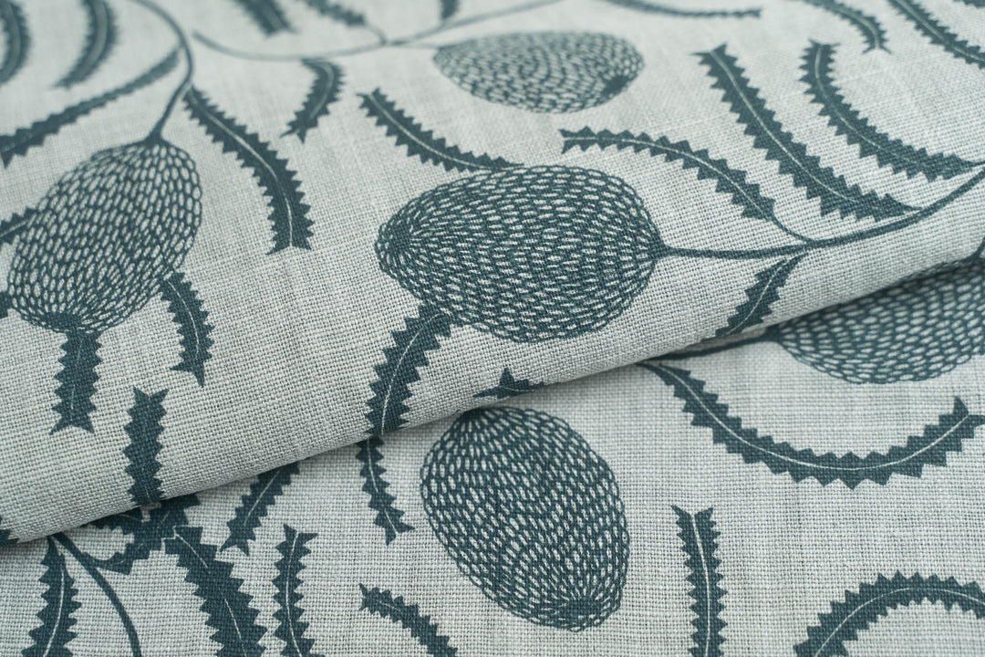 Sawtooth Banksia in Slate on Mint Heavyweight