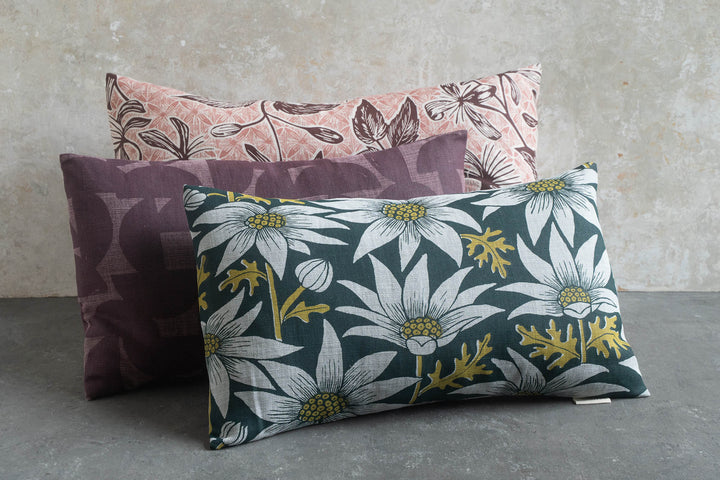Rectangle Cushion - Clematis in Earth & Rose