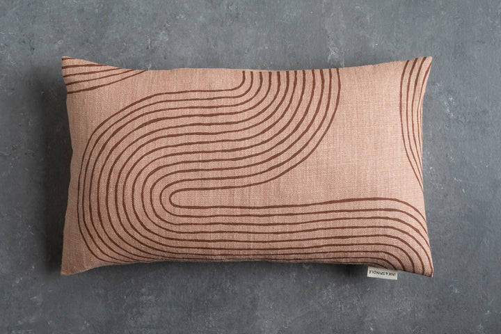 Rectangle Cushion - Riverbend in Brown Ochre on Spice