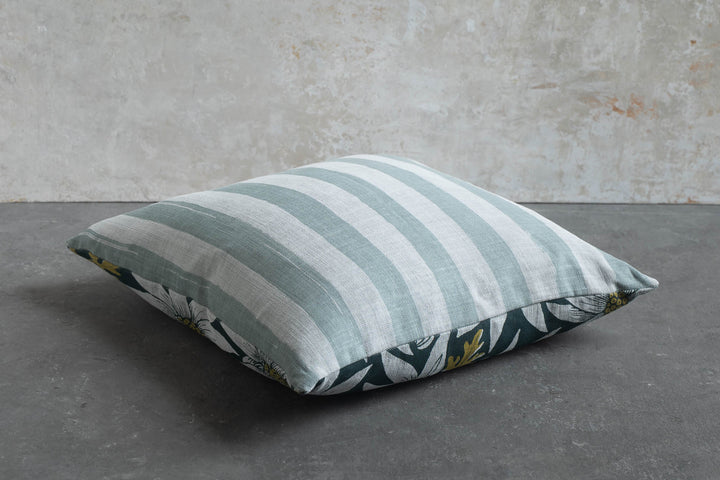 Cushion - Flannel Flower in Rainforest with Horizon Stripe
