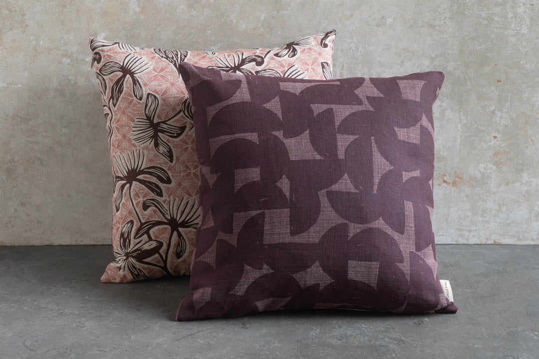 Cushion - Stoneware & Horizon Stripe in Plum