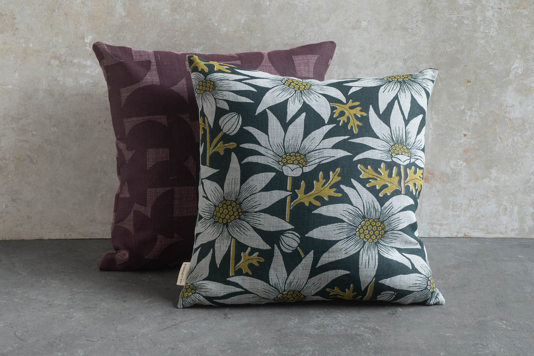 Cushion - Stoneware & Horizon Stripe in Plum