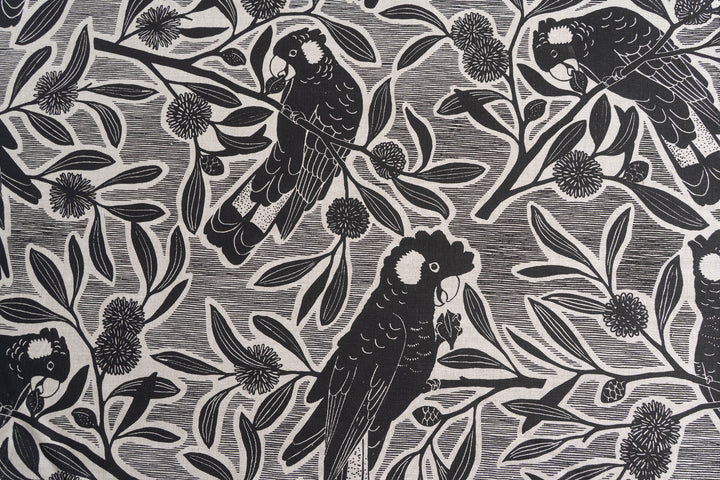 Black Cockatoo in Coal on Oatmeal Midweight