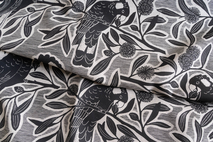 Black Cockatoo in Coal on Oatmeal Midweight